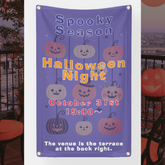 Banderoles Spooky Season Purple Halloween Night Jack-O'-Lante