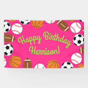 Banderoles Sports Anniversaire Fête Enfants Cute Rose Girls