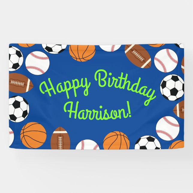 Banderoles Sports Anniversaire Fête Enfants mignonne (Horizontal)