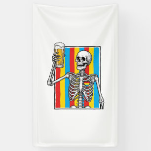 Banderoles Squelette Bière Arc-en-ciel Vintage Gravure T-Shir