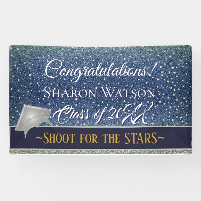 Banderoles Star Light Sky Denim Blue Graduation Party (Horizontal)