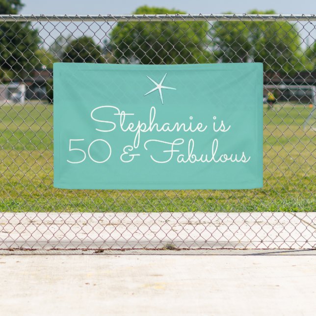 Banderoles Starfish Beach Turquoise Bleu Blanc 50e fête d'ann (En situation)