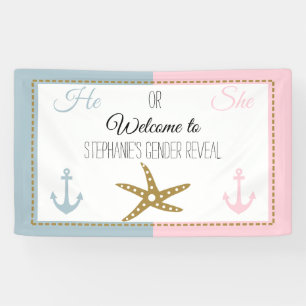 Banderoles Starfish or avec rose, bleu Ancre Genre Révélation