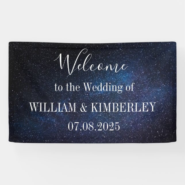 Banderoles Starry Night Stars Sky Galaxy Mariage élégant (Horizontal)