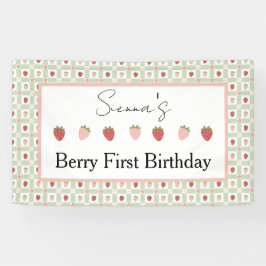 Banderoles Strawberry Gingham First Birthday Party