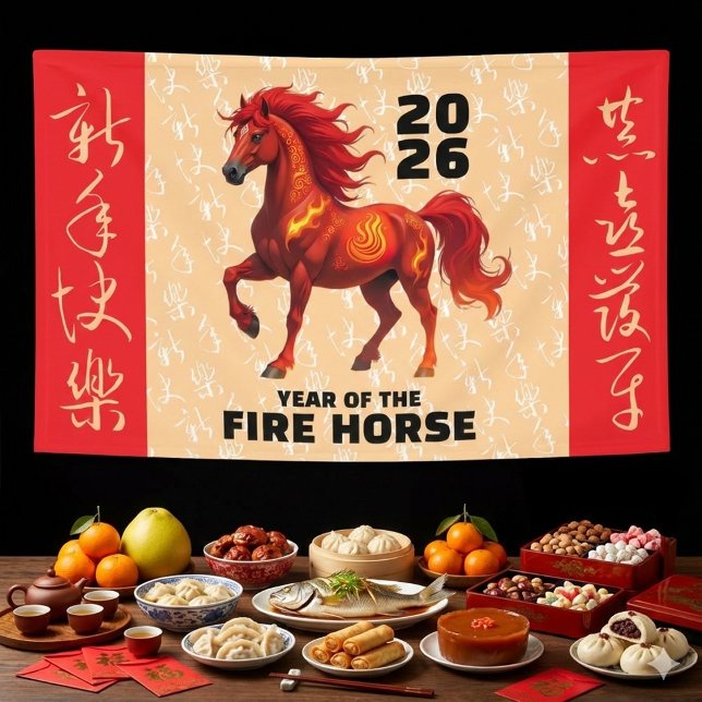 Banderoles Stunning Chinese Year of the Fire Horse 2026 (Stunning Year of the Fire Horse 2026 Banner Cover Photo)