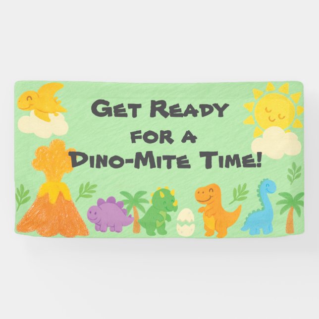 Banderoles Style de crayon modifiable – Anniversaire Dino-Roa (Horizontal)