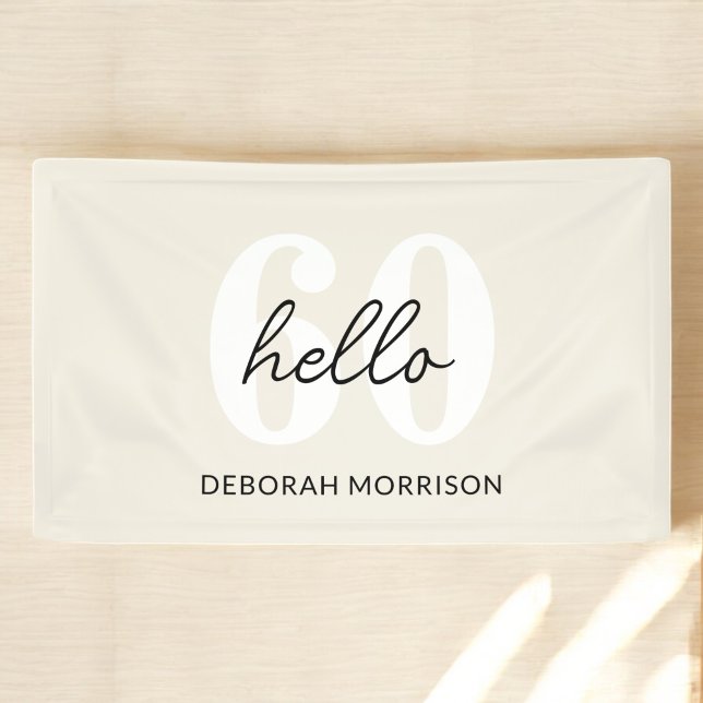 Banderoles Style minimal Beige moderne 60e anniversaire (Créateur téléchargé)