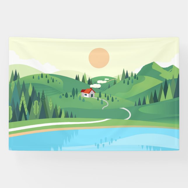 Banderoles Style plat de la maison dans la colline (Horizontal)