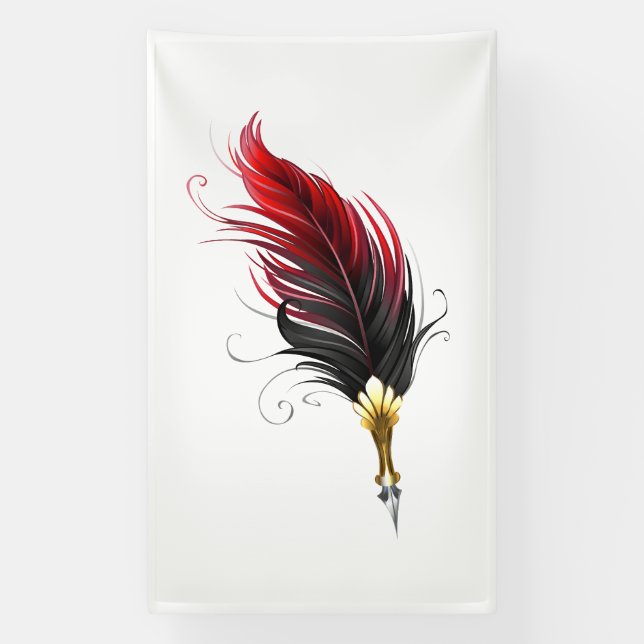 Banderoles Stylo rouge en plumes avec nib or (Verticale)