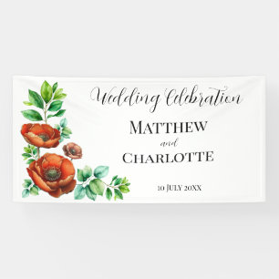 Banderoles Sublime aquarelle coquelicots rouges dans le style