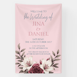 Banderoles Suite fleurie sophistiquée Micro-Mariage (rose)