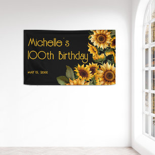 Banderoles Sunflower Black Rustic Elégant 100e anniversaire
