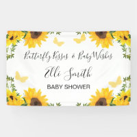 Sunflower Butterfly Kisses Baby shower de voeux po