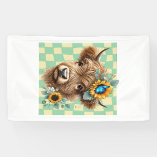 Banderoles Sunflower Cow Png, Cute Highland Cow