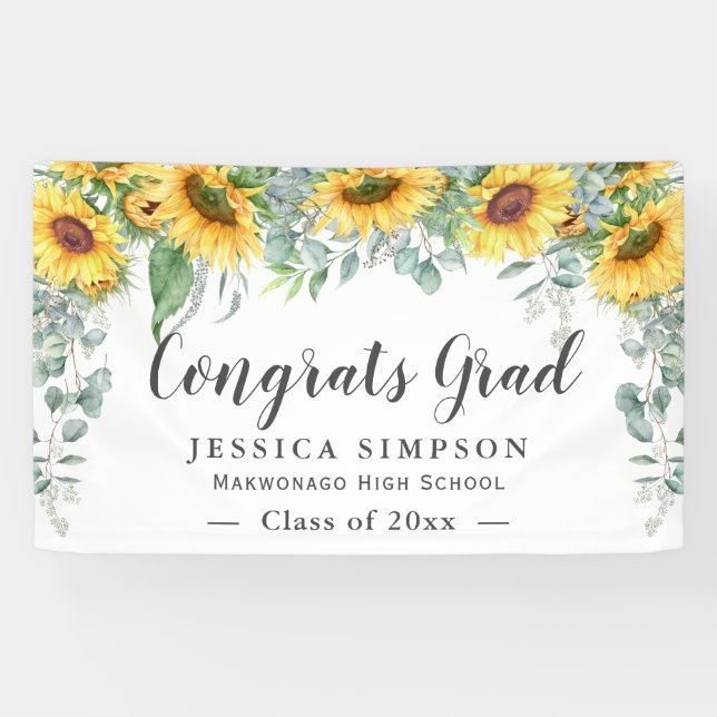 Banderoles Sunflower Eucalyptus Rustic Graduate (Horizontal)