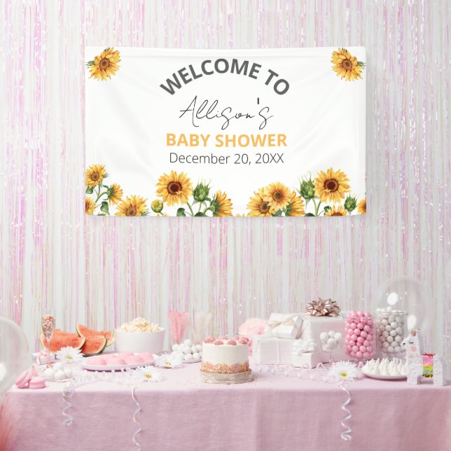 Banderoles Sunflower Floral Baby shower à thème Bienvenue (Fête)