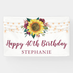 Banderoles Sunflower Floral Lights 40e fête d'anniversaire