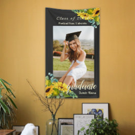 Banderoles Sunflower Photo Script Graduation Party