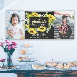 Banderoles Sunflower Photo Script Graduation Party