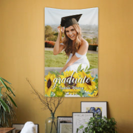 Banderoles Sunflower Photo Script Graduation Party