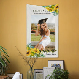 Banderoles Sunflower Photo Script Graduation Party