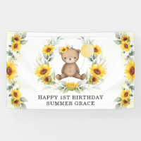 Sunflower Teddy Bear Balloon Jaune Joyeux annivers