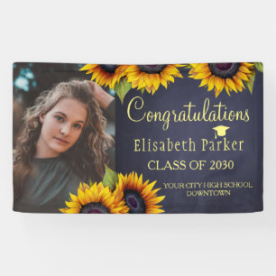 Banderoles Sunflowers PHOTO or graduation félicitations