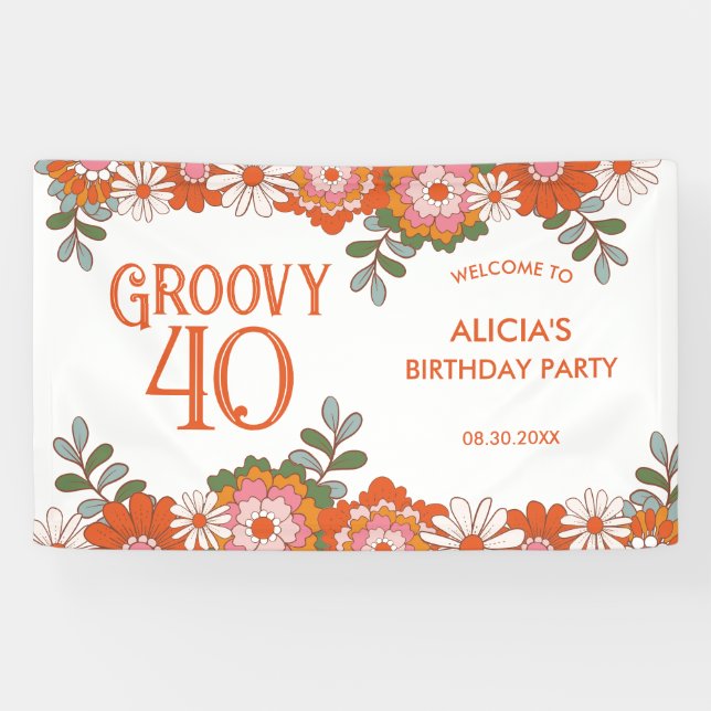 Banderoles Super classique Hippie Flora Leaf Anniversaire (Horizontal)