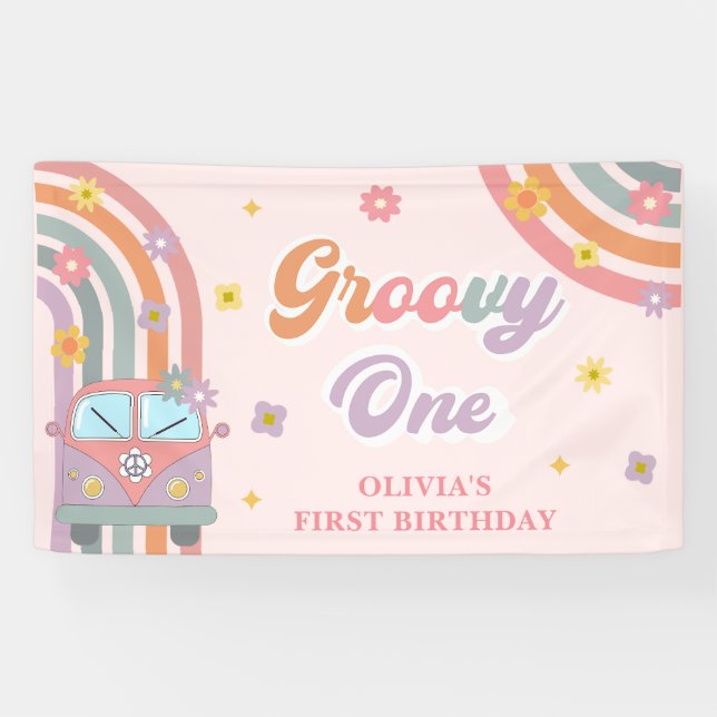 Banderoles Super One Retro Daisy Fête d'anniversaire (Horizontal)