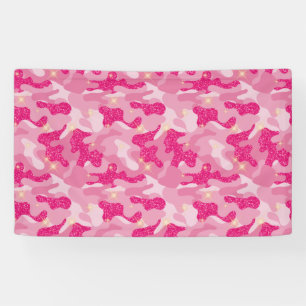 Banderoles Superbe Camouflage Rose Étincelant Chic Camo Amate
