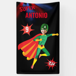 Banderoles Superhero Amusants Anniversaire Vert Volant Garçon