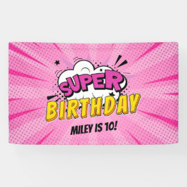 Banderoles Superhero Comic Book Fille's Birthday