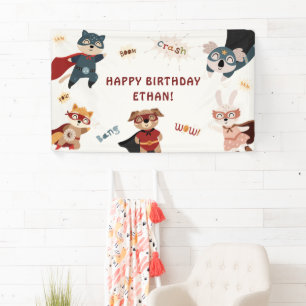 Banderoles Superhero Cute Animals Anniversaire de enfant