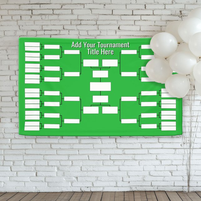Banderoles Support de tournoi sportif - 32 équipes - Vert (Custom Tournament Bracket Banner)