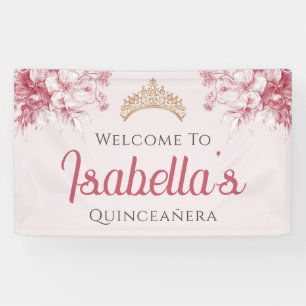 Banderoles Sur mesure Élégant Floral 15e Anniversaire Quincea