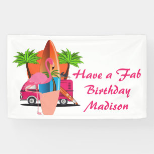 Banderoles Surf de plage Retro Thème Anniversaire
