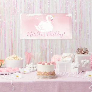 Banderoles SWAN BANTHDAY PARTY jolie élégante or rose pâle