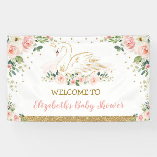 Banderoles Swan Princess Blush Rose Floral Baby Girl fond