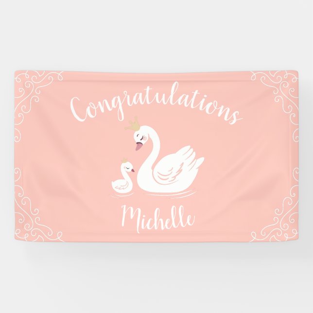 Banderoles Swans Baby shower Oiseau avec héritier (Horizontal)