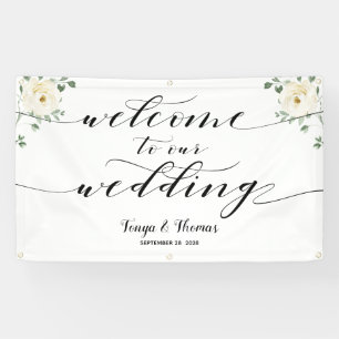 Banderoles Swash Calligraphy Green Bienvenue À Notre Mariage