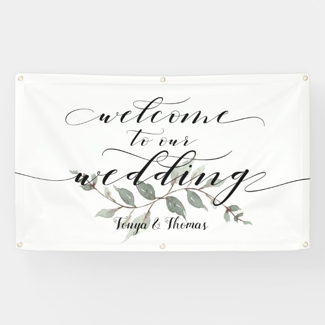 Banderoles Swash Font Calligraphy Bienvenue À Notre Mariage (Horizontal)
