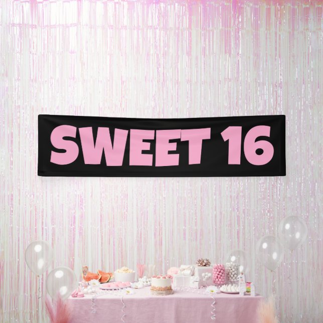 BANDEROLES SWEET 16 ANNIVERSAIRE BANNIER ROSE (Fête)