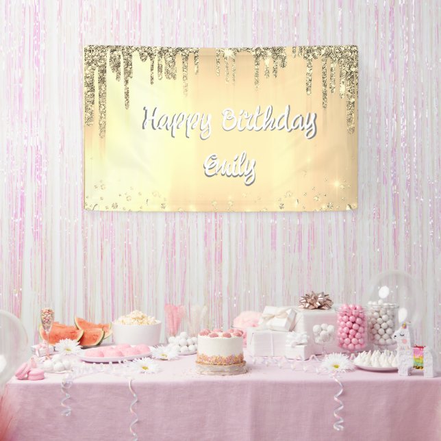 Banderoles Sweet 16 Joyeux anniversaire Votre nom Parties sci (Fête)