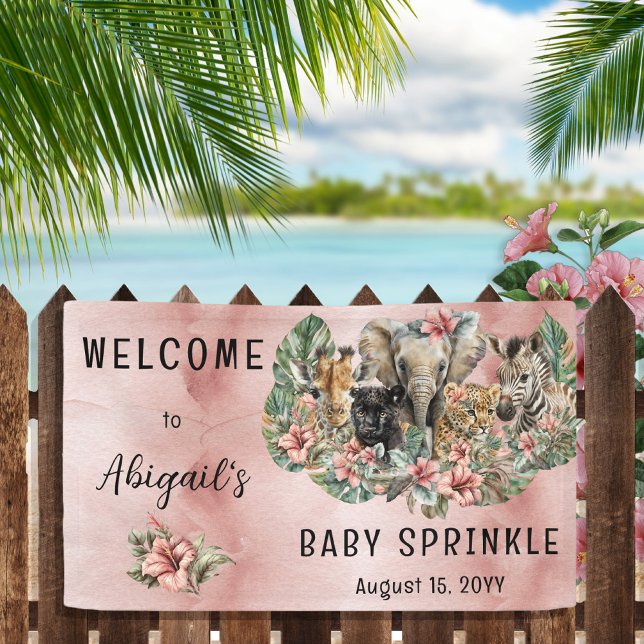 Banderoles Sweet Baby Girl Animals Tropical Safari Sprinkl (Créateur téléchargé)