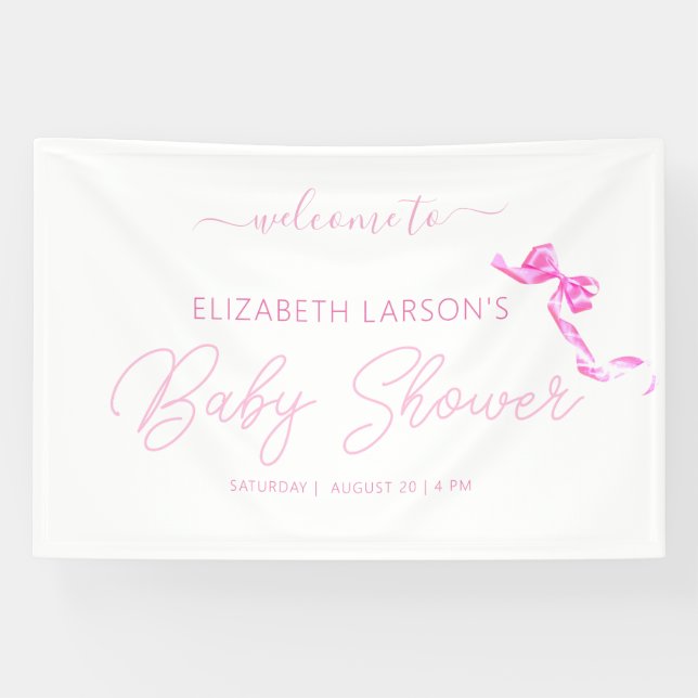 Banderoles Sweet Coquette Cravate Bow rose Élégant Baby showe (Horizontal)