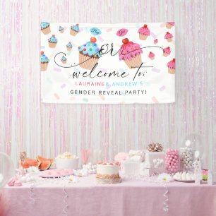 Banderoles Sweet Cupcake Genre Revela Party Bienvenue