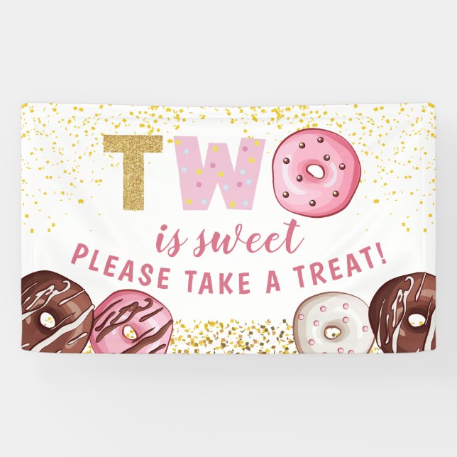 Banderoles Sweet Donut 2e fête d'anniversaire Prenez une bann (Horizontal)