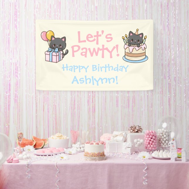 Banderoles Sweet Kawaii Chat noir fête d'anniversaire (Fête)