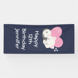 Banderoles Sweet Kitty Chat Dormir avec Coeur Rose Anniversai